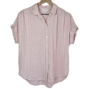 Oversized Linen Blend Dolman Button Down Shirt Womens Small